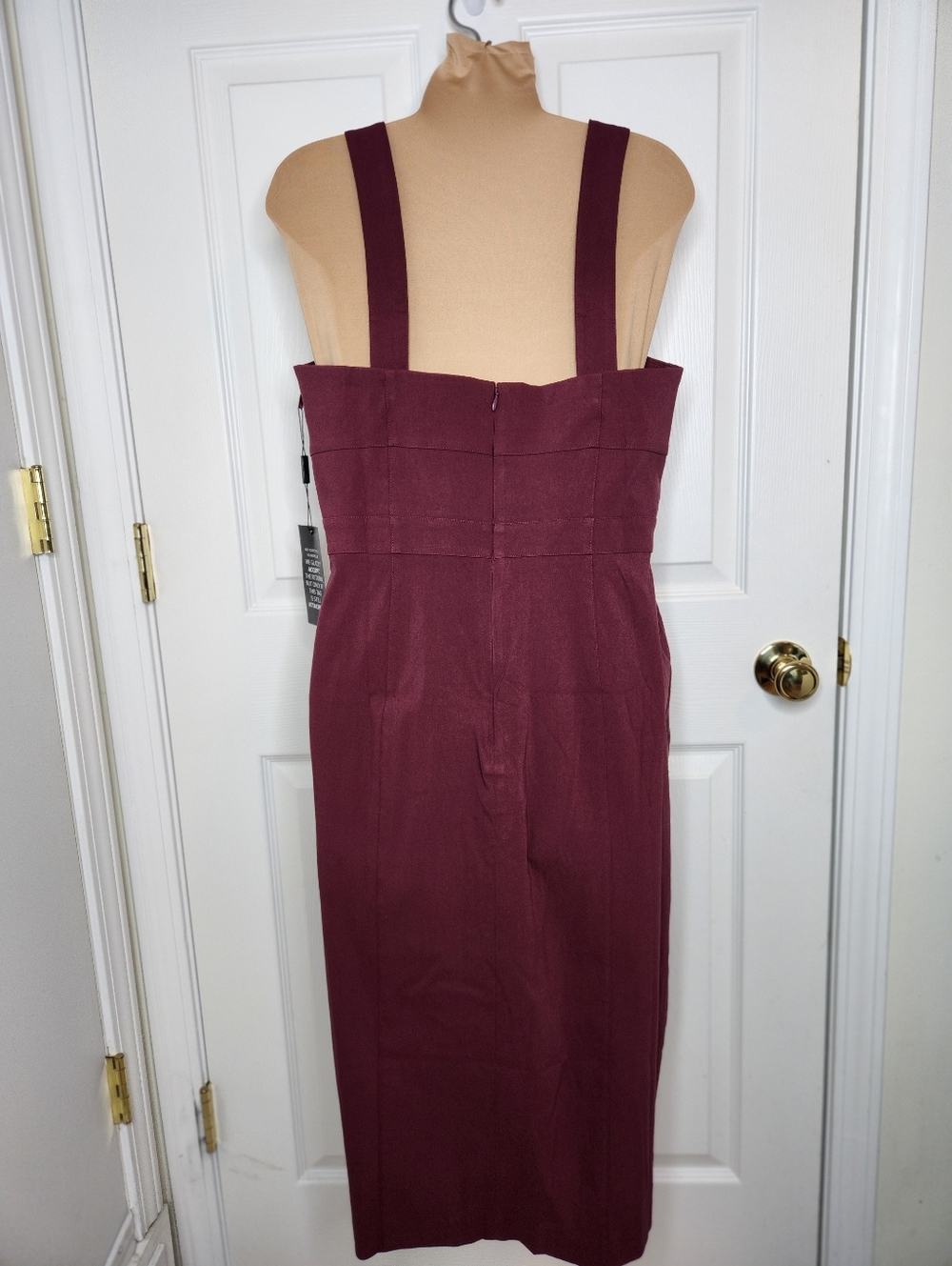 WHBM Sleeveless Front Button Sheath Dress Windsor Wine Size 12 NWT - Picture 6 of 14